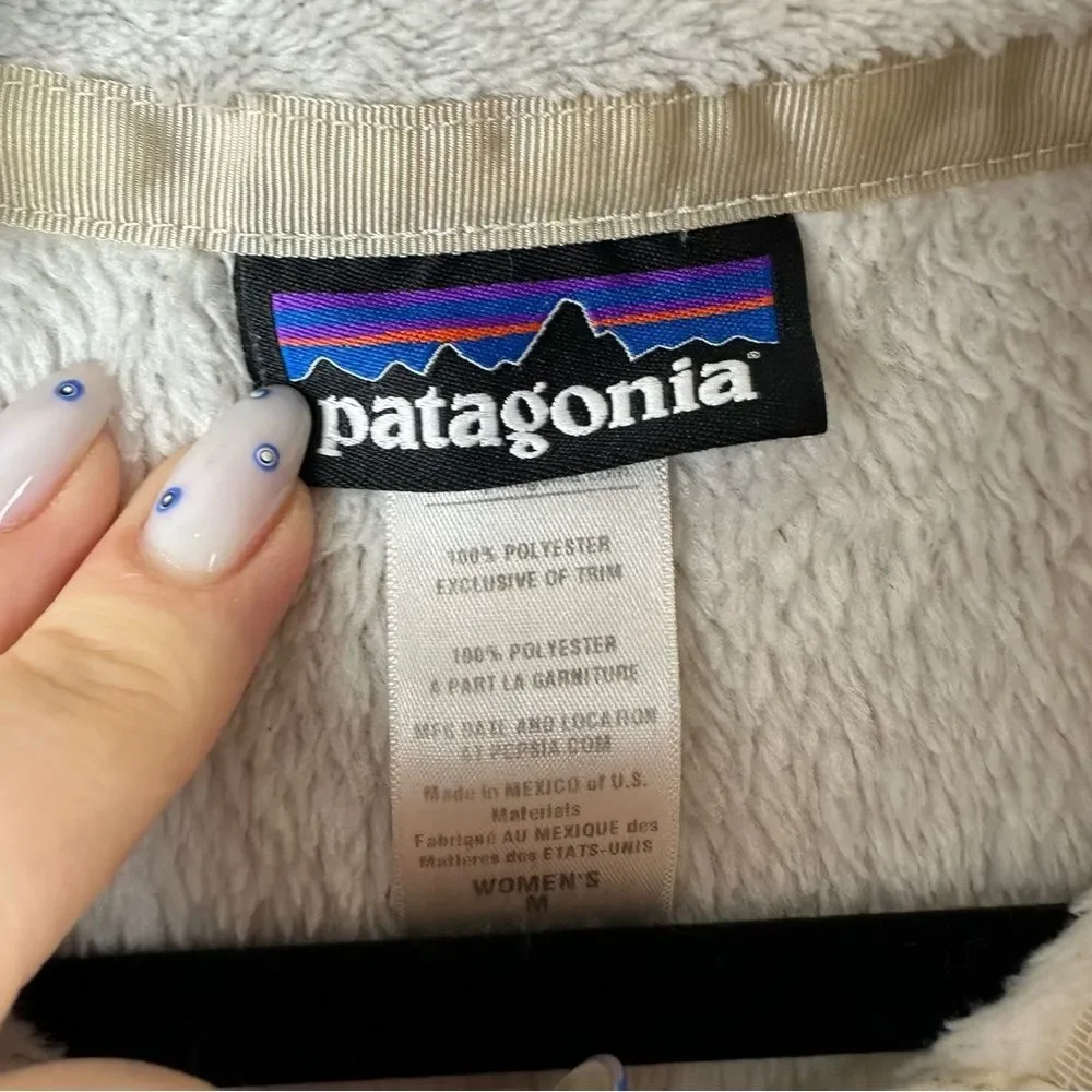 Patagonia Fleece Pullover Re-Tool Snap-T Cream Ecru White size M - Picture 5 of 5